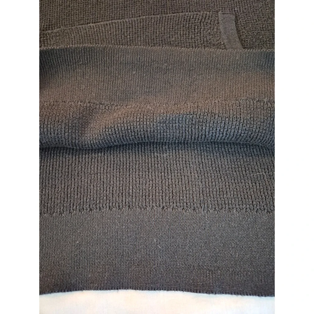 Michael Kors Black Waffle Knit Hoodie Gold Logo Pullover Cropped Sweater Medium